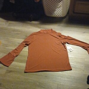 Rust High-Neck Long Sleeve Top